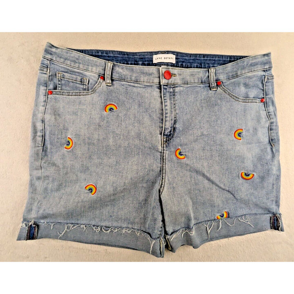 Lane Bryant Pants - Lane Bryant sz 20 Mid Rise Boyfriend Midi Short cuffs denim rainbows 1141
